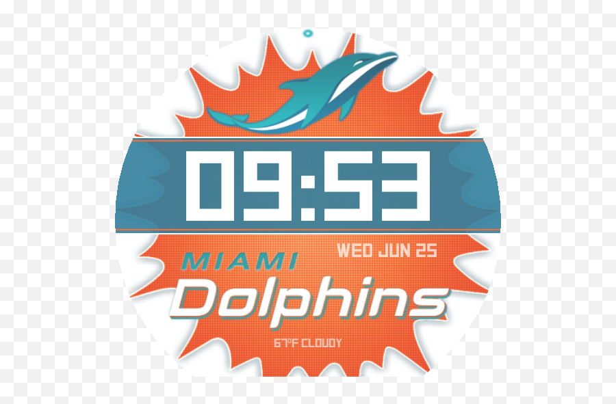 Sports U2013 Nfl Miami Dolphins Digital U2013 Watchfaces For Smart - Miami Dolphins Apple Watch Face Emoji,Miami Dolphins Logo