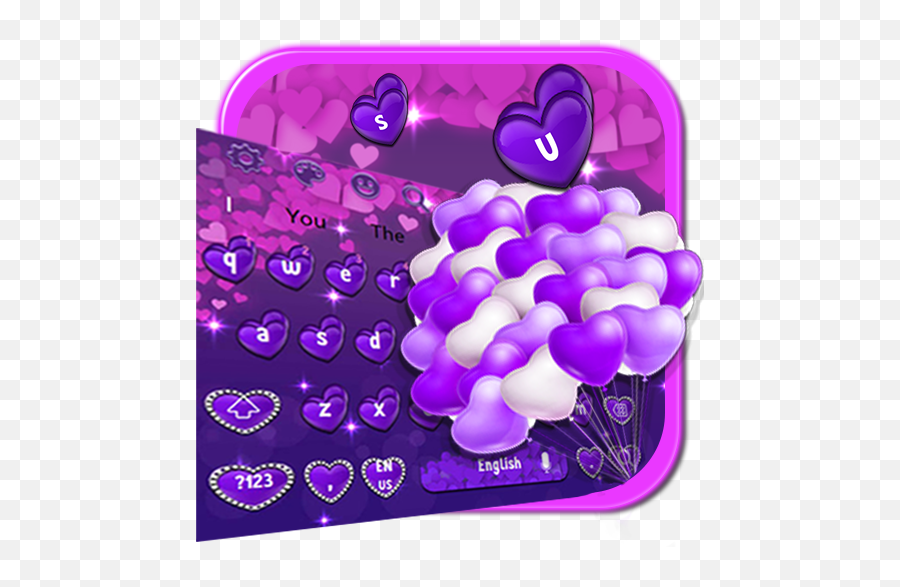 Purple Hearts Keyboard Theme - Girly Emoji,Purple Heart Png