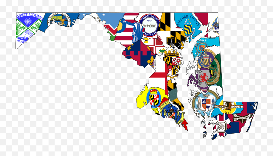 Maryland Counties Flag Map Oc - Flag Of Somerset County Maryland Emoji,Maryland Flag Png