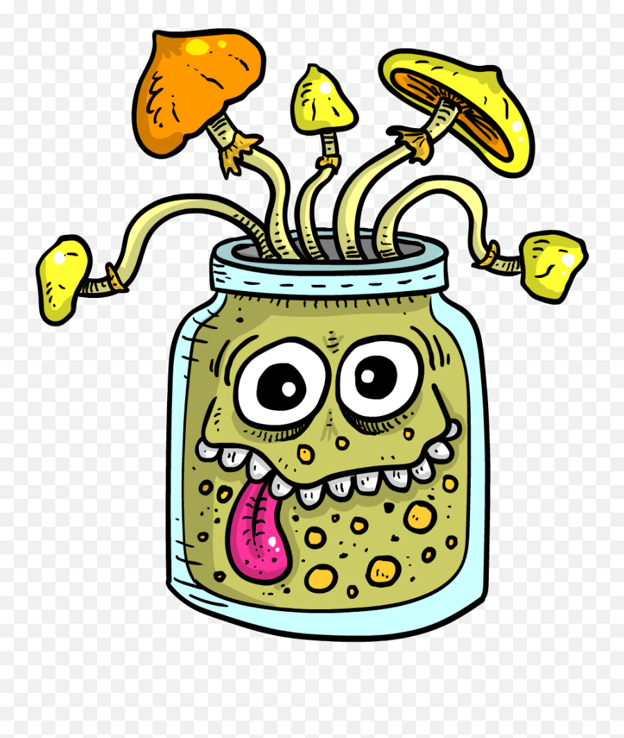 Download Image Of Magic Mushroom Rye Berry Jar Vinyl Sticker - Cartoon Mushroom Eyes Png Emoji,Jar Jar Binks Png