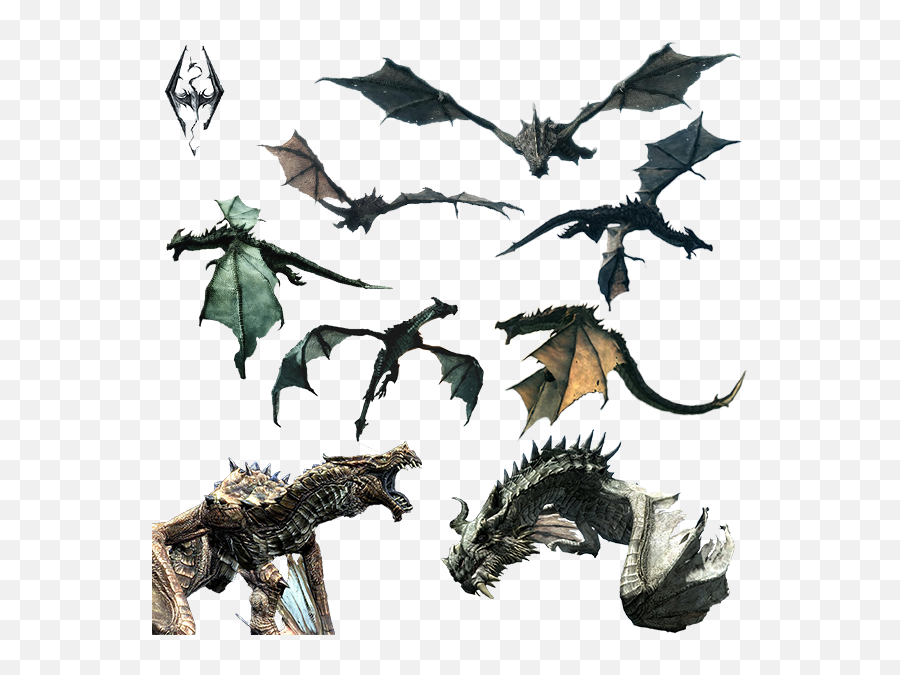 Flying Dragon Png Free Download - Skyrim Dragon No Emoji,Skyrim Icon Png