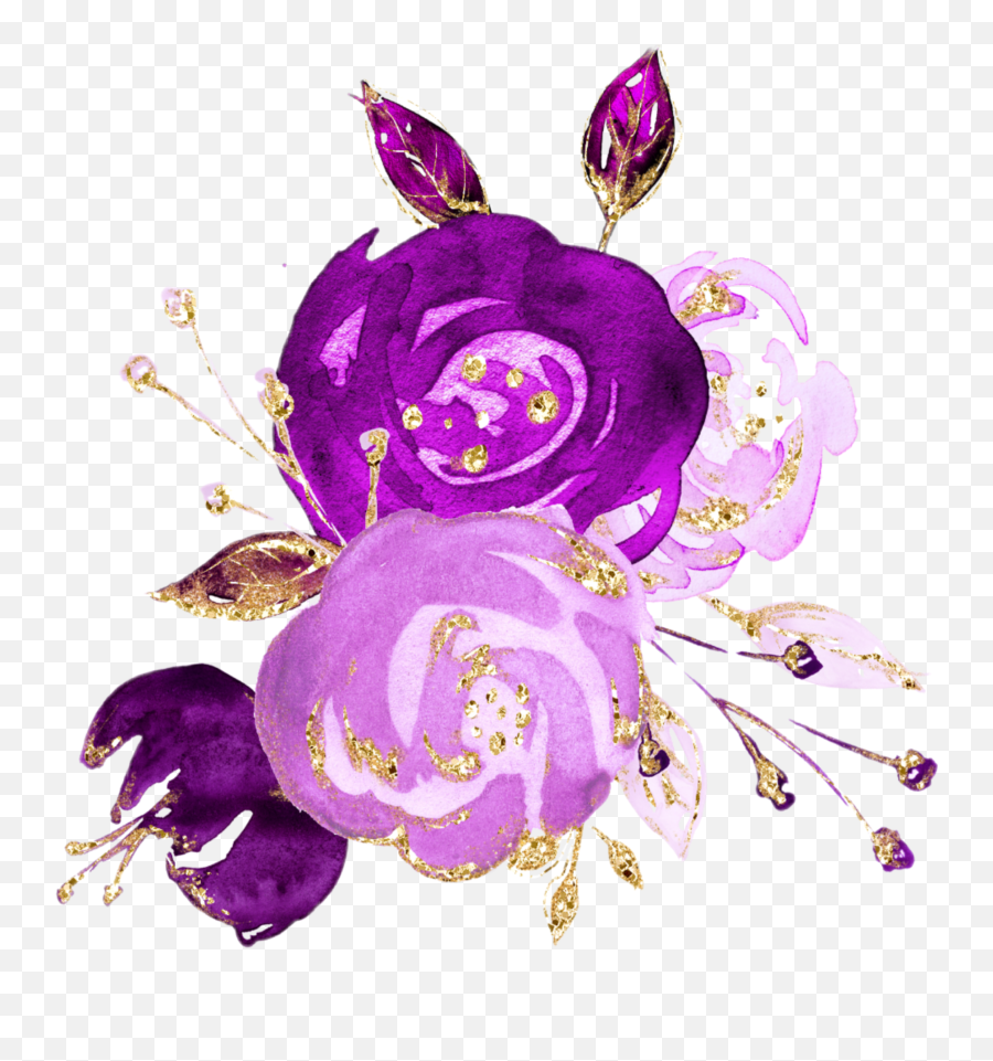 Watercolor Flowers Bouquet Sticker By Stephanie - Transparent Watercolor Floral Purple Emoji,Watercolor Flowers Png