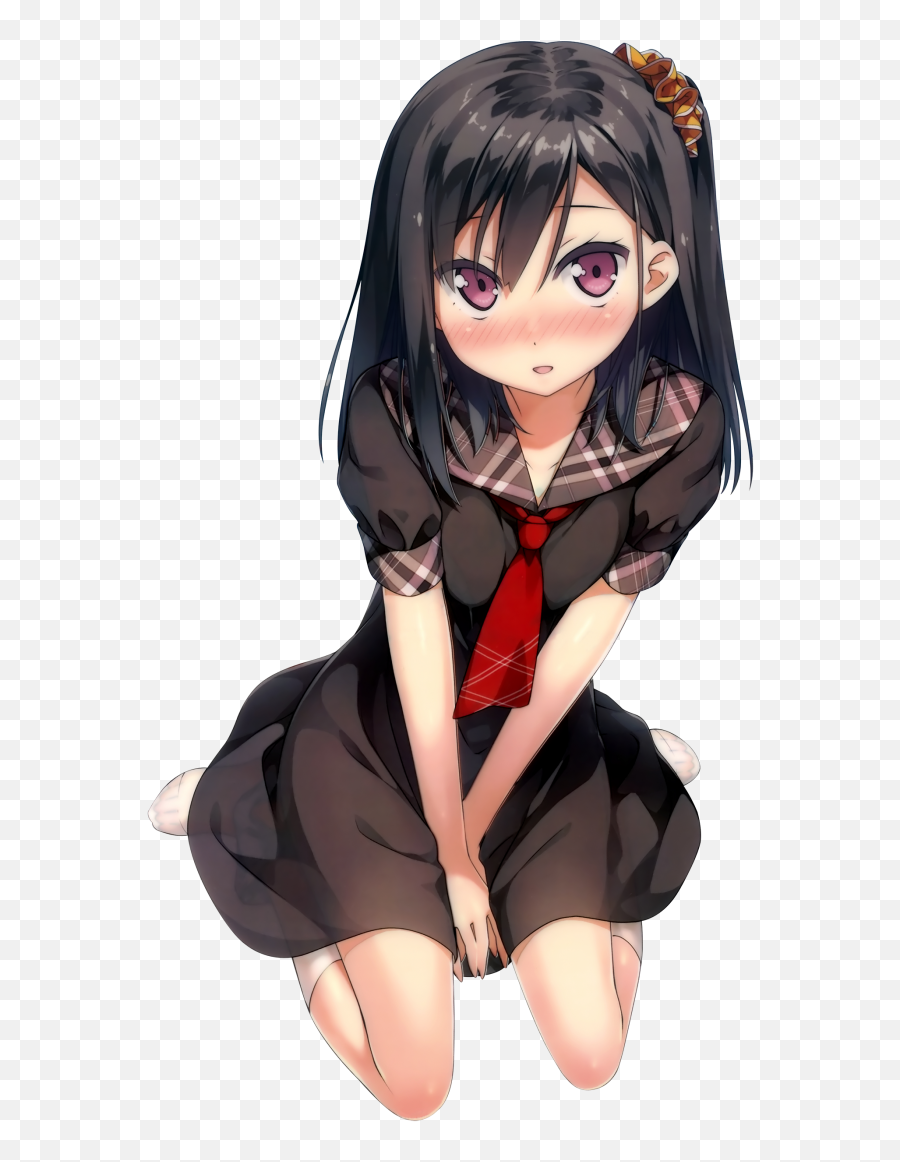 Anime Anime Girls Blushing Dark Hair Render Kantoku - Thick Anime Girl Clear Background Emoji,Anime Girl Transparent