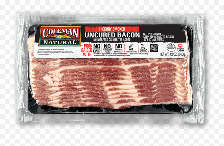 Coleman Natural Uncured Hickory Smoked - Coleman Bacon Emoji,Bacon Png