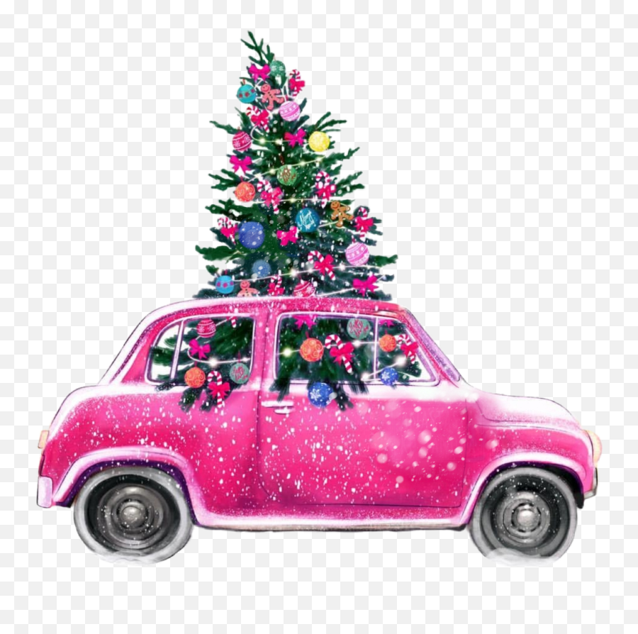 Christmas Car Transparent Background Png Png Arts - Pink Tree Christmas Png Emoji,Car Transparent Background