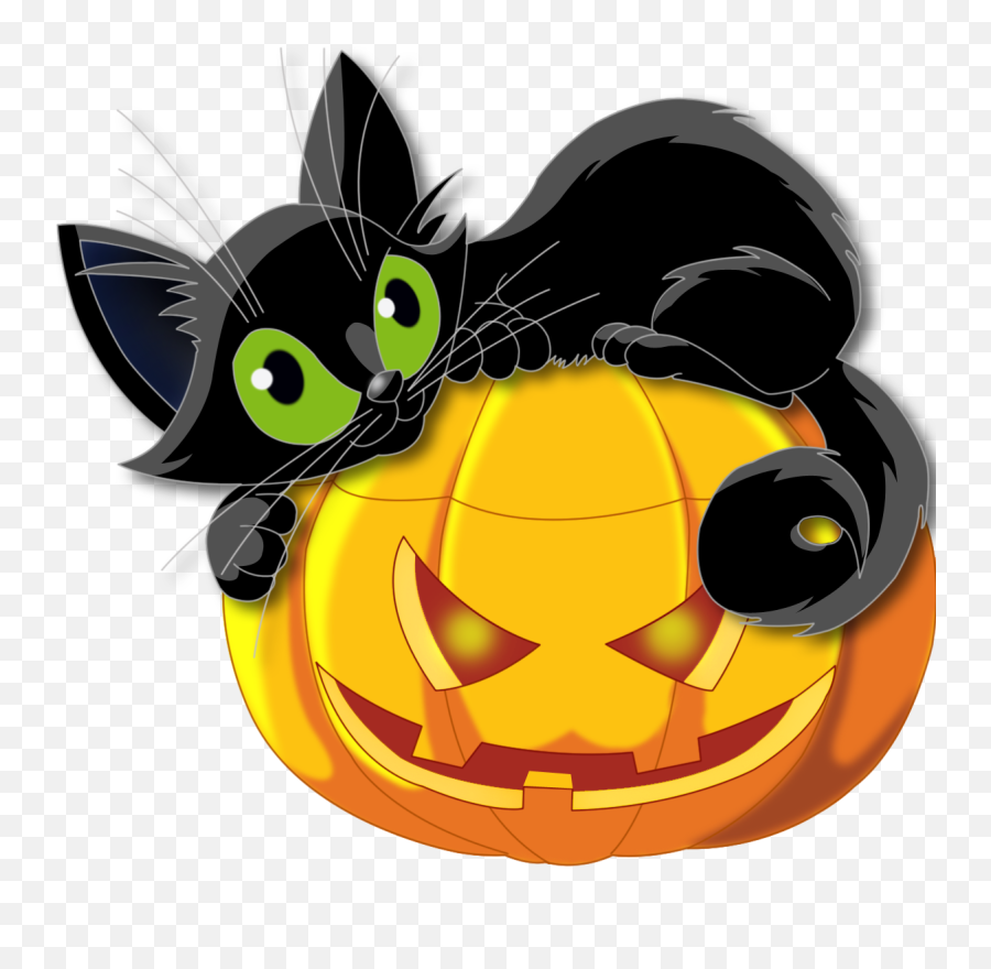 Cats Clipart Png - Pumpkin And Cat Clipart Png Black Cat Transparent Background Halloween Black Cat Clipart Emoji,Cat Clipart
