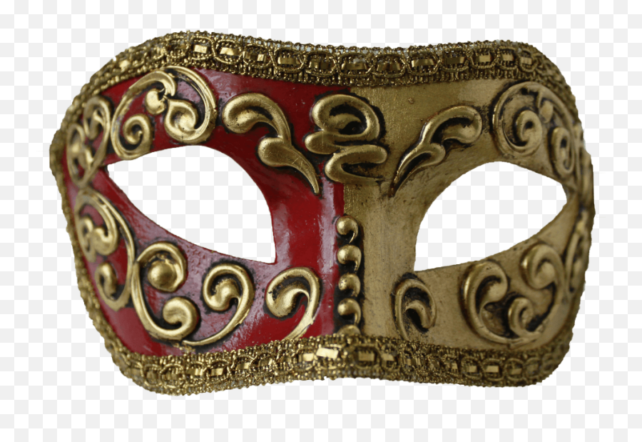 Download Colombina Red U0026 Gold Venetian Mask - Gold Red Masquerade Mask Transparent Emoji,Masquerade Mask Transparent Background