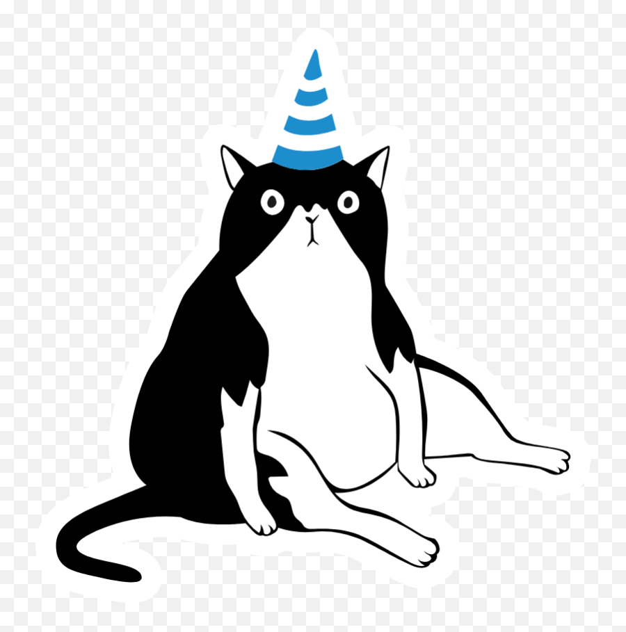 Cat In A Birthday Hat Sticker Cat Art Cats Illustration Emoji,Cat In The Hat Transparent