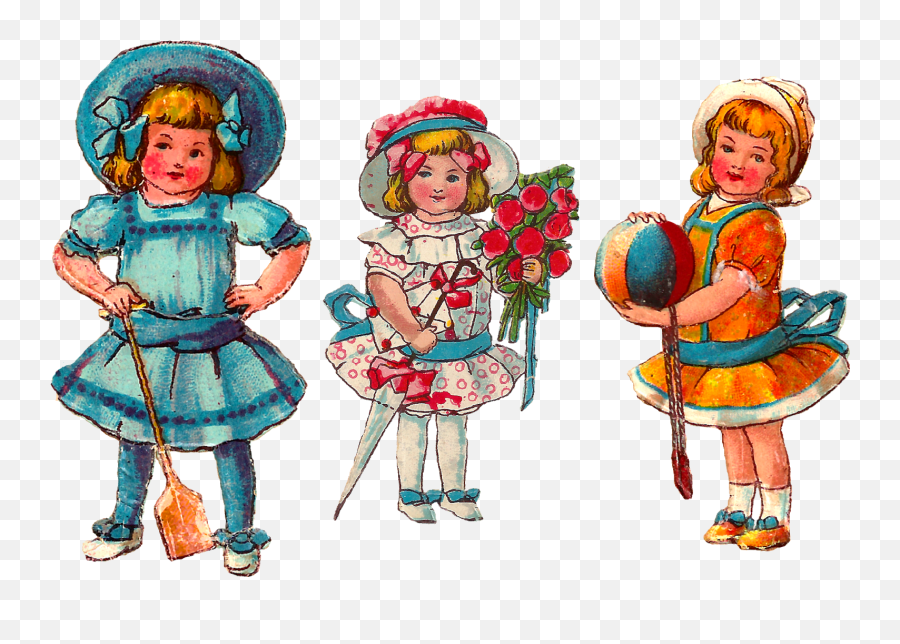 Victorian Girls Toys Valentine Clipart Emoji,Girls Clipart