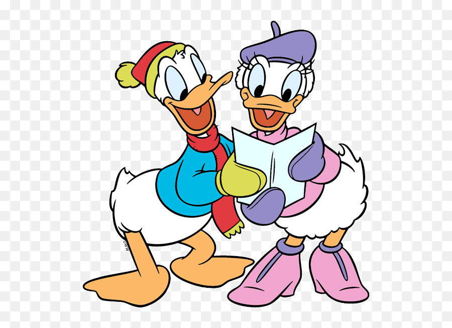 Donald And Daisy Christmas Transparent Cartoon - Jingfm Daisy And Donald Duck Singing Emoji,Christmas Caroling Clipart