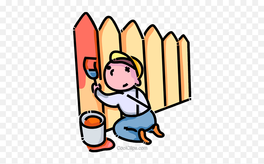Boy Painting A Fence Royalty Free Vector 1816601 - Png Paint The Fence Clipart Emoji,Fence Clipart