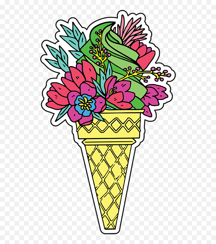 Flower Icecream - Ice Cream Cone Clipart Full Size Clipart Girly Emoji,Ice Cream Sundae Clipart