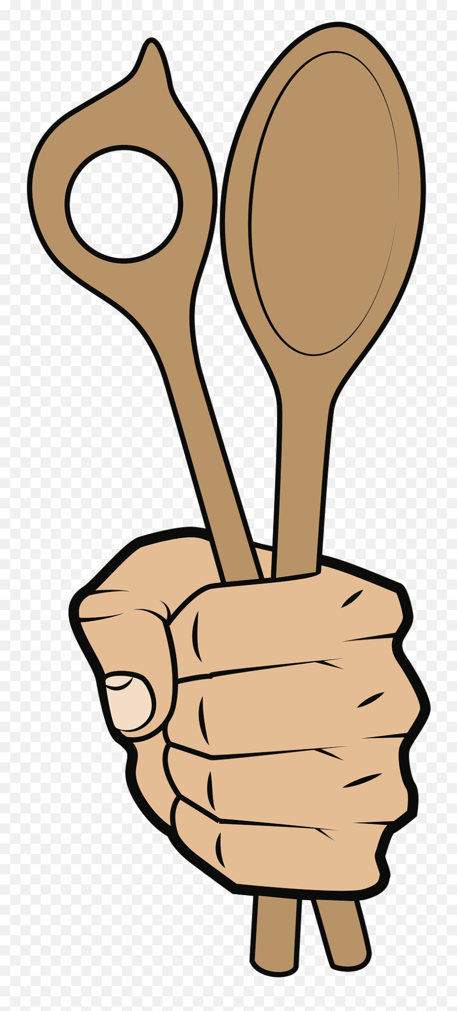 Hand Holding Wooden Spoons Clipart Free Download - Hand Holding A Spoon Artwork Emoji,Spoon Png