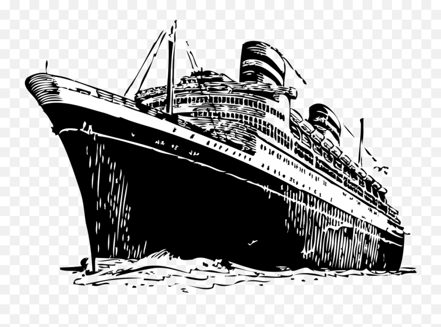 Ocean Liner Watercraft Motor Ship Png - Ship Black And White Emoji,Titanic Clipart