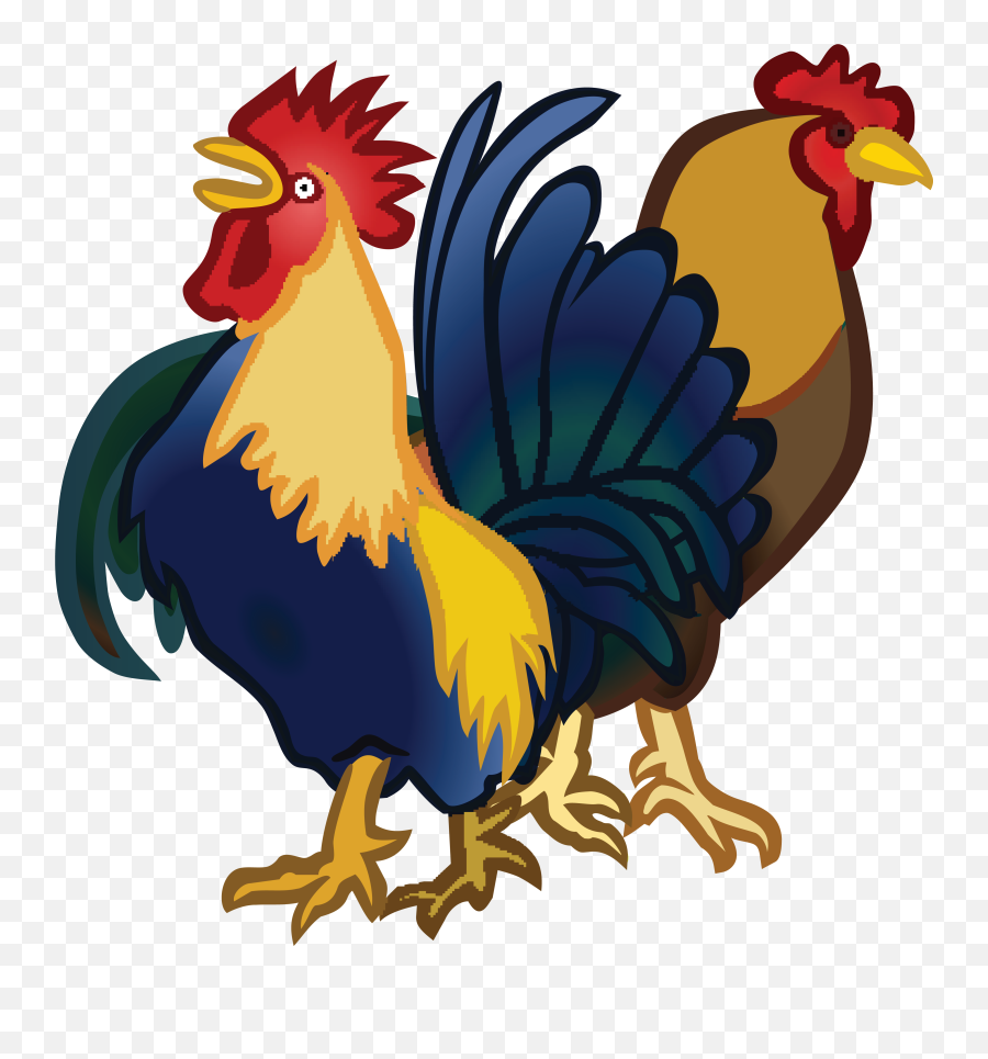 Rooster Clipart Png Transparent - Hen And Rooster Free Clipart Emoji,Rooster Clipart
