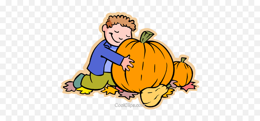 Boy In Pumpkin Patch Halloween Royalty Free Vector Clip Art - Pumpkin Pie Picture For Kids Emoji,Pumkin Patch Clipart