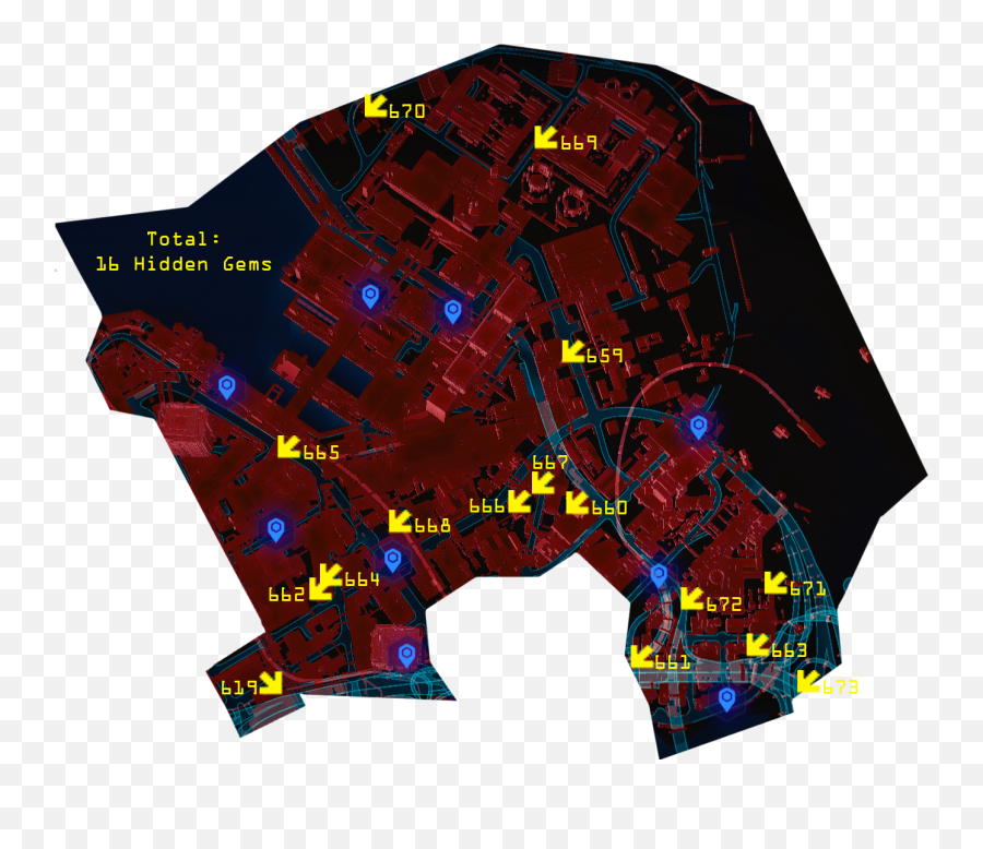 Cyberpunk 2077 - All Hidden Gem Locations With Maps Emoji,Cyberpunk 2077 Png