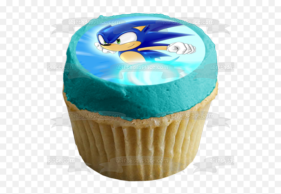 Sonic The Hedgehog Running Blue Background Edible Cake Topper Image Abpid07955 Emoji,Sonic Transparent Background