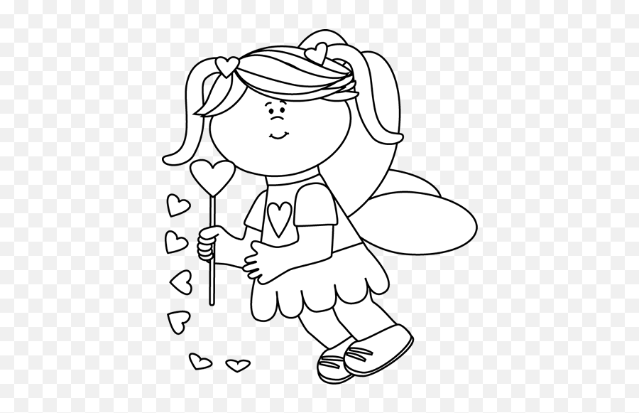 Black And White Flying Valentineu0027s Day Fairy Clip Art Emoji,Fairy Wand Clipart
