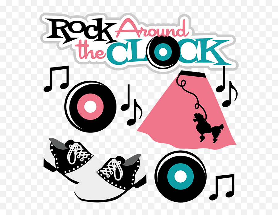 Record Clipart Rockin - Rock Around The Clock Sign Full 50s Theme Clip Art Emoji,Record Clipart