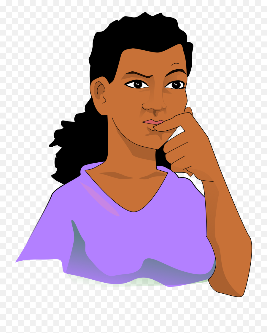 Clipart Woman Thinking Clipart Woman - Black Woman Thinking Vector Emoji,Thinking Clipart