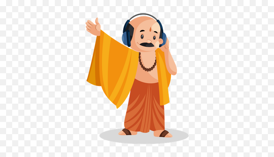 Premium Male Pandit Working On Laptop Illustration Download - Pandit Cartoon Emoji,Listening To Music Clipart