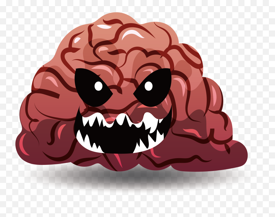 Skull Human Brain Clip Art - Scary Brain Png Download 3695 Brain Cliphart Emoji,Clipart Brain