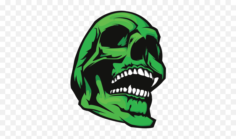 Printed Vinyl Green Skull Stickers Factory - Scary Emoji,Cartoon Skull Png