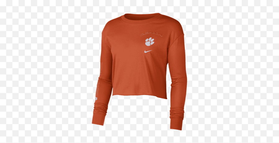 Nike College Clemson Womenu0027s Long - Sleeve Crop Sweatshirt Emoji,Nike Logo Orange