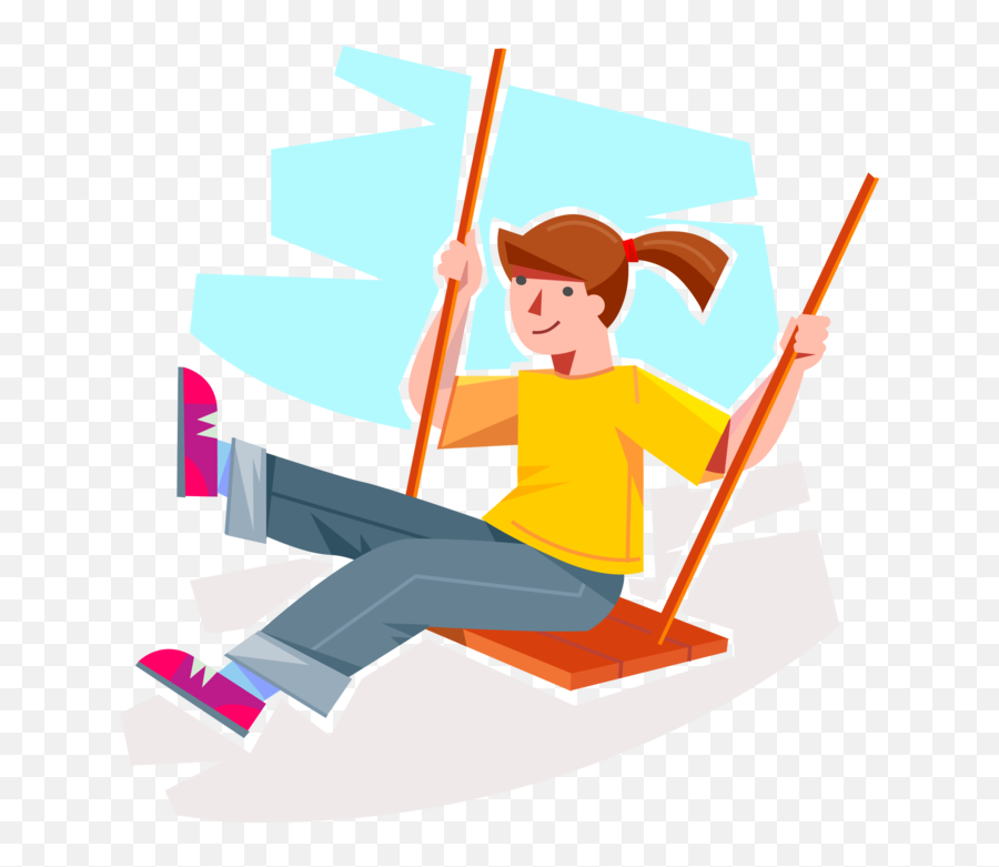 Vector Illustration Of Young Girl Swings On Playground - Swings Png Vectors Emoji,Swing Clipart