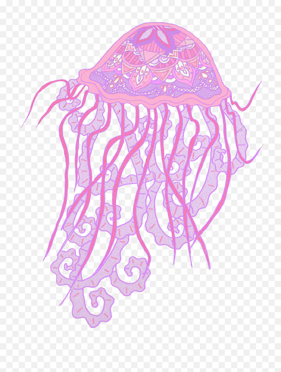 Habitat Drawing Jellyfish - Jellyfish Transparent Cartoon Pink Jellyfish Transparent Background Emoji,Jellyfish Transparent Background
