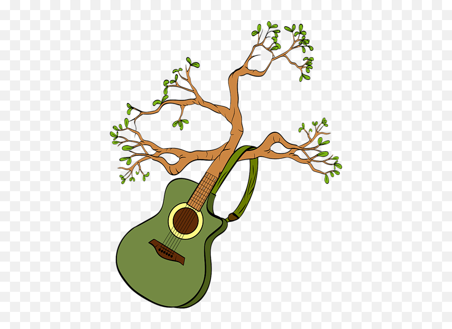 When No Music No Life Tee With An Acoustic Guitar Of Nature Trees Branch Tshirt Design Leaves Fleece Blanket Emoji,Acoustic Guitar Transparent Background