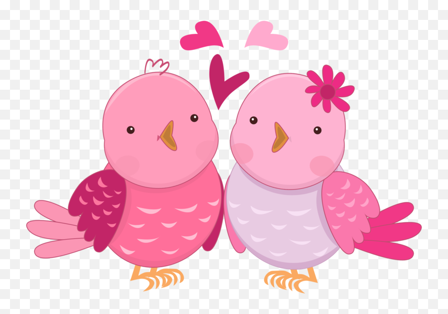 Pink In Love Birds Clipart - Passarinhos Azul E Rosa Png Emoji,Birds Clipart