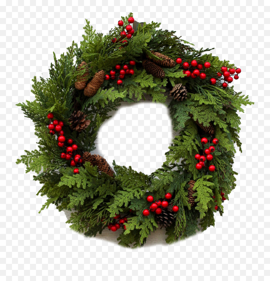 Red Christmas Wreath Transparent Png - Christmas Holly Wreath Png Emoji,Wreath Transparent