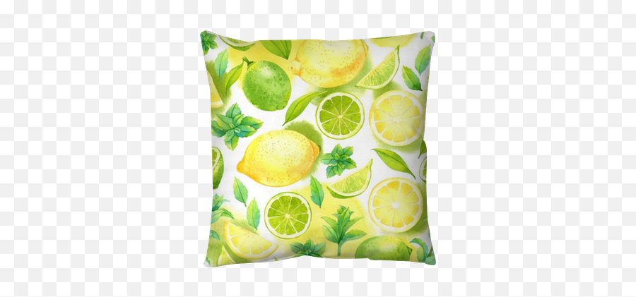 Seamless Pattern With Watercolor Lime - Lemon And Mint Pattern Emoji,Lemon Transparent Background