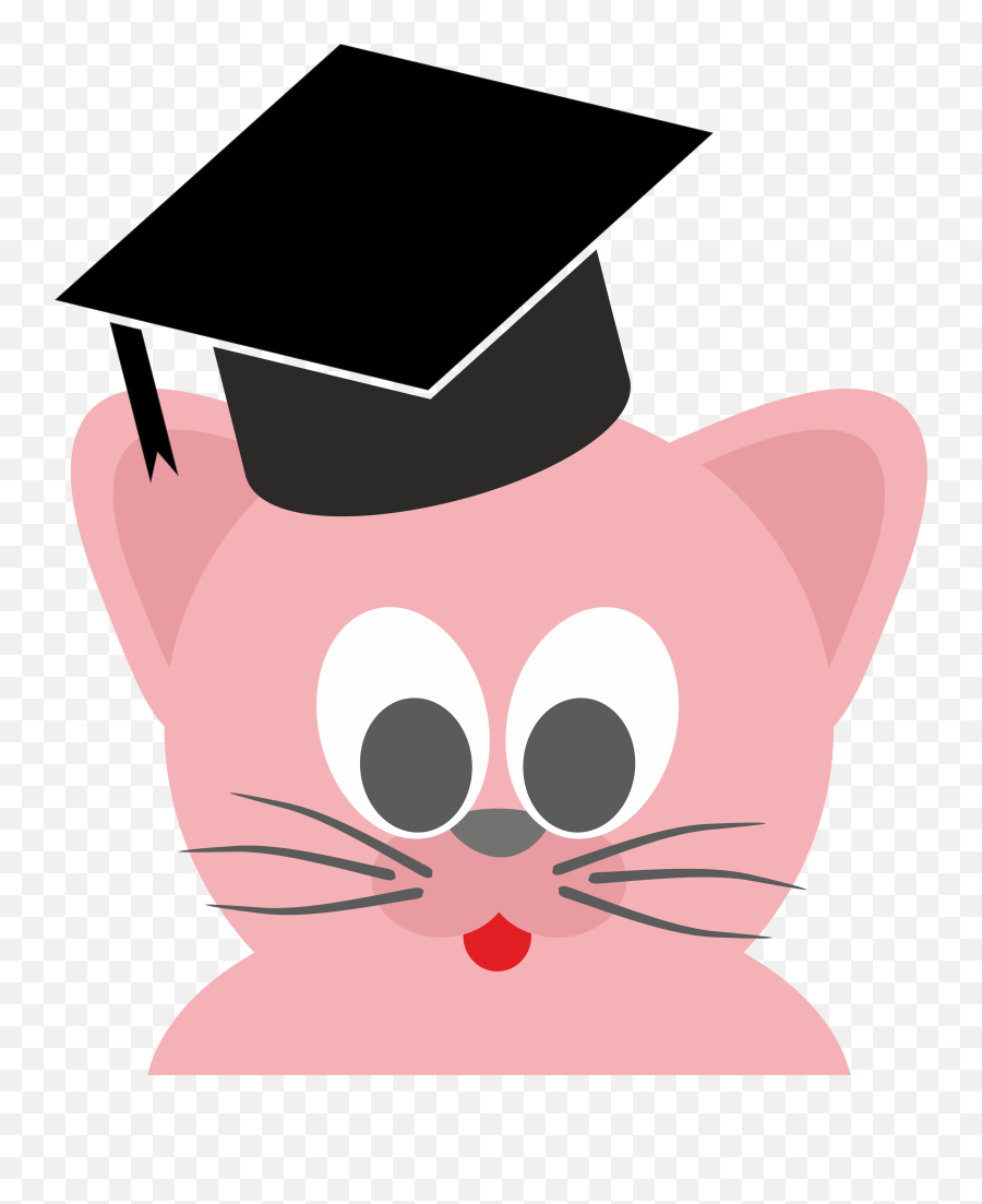 Portrait Of The Cute And Beautiful Pink Cat In The Black Emoji,Black Hat Clipart