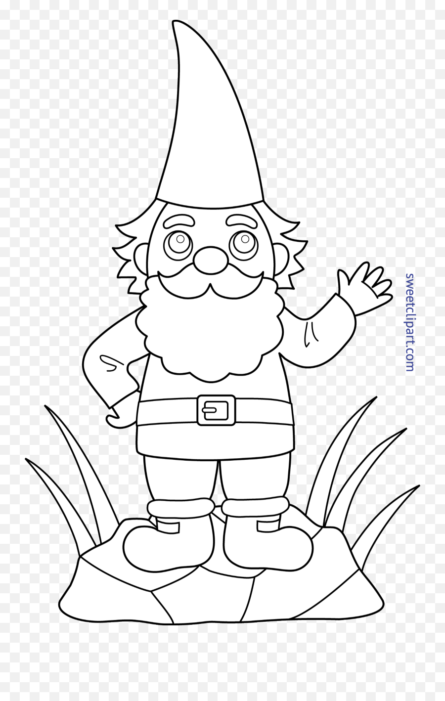 Clip Art - Cartoon Gnome Colouring Page Emoji,Gnome Clipart