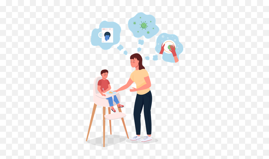 Best Premium Stressed Mother With Baby In Highchair Emoji,Stressed Clipart