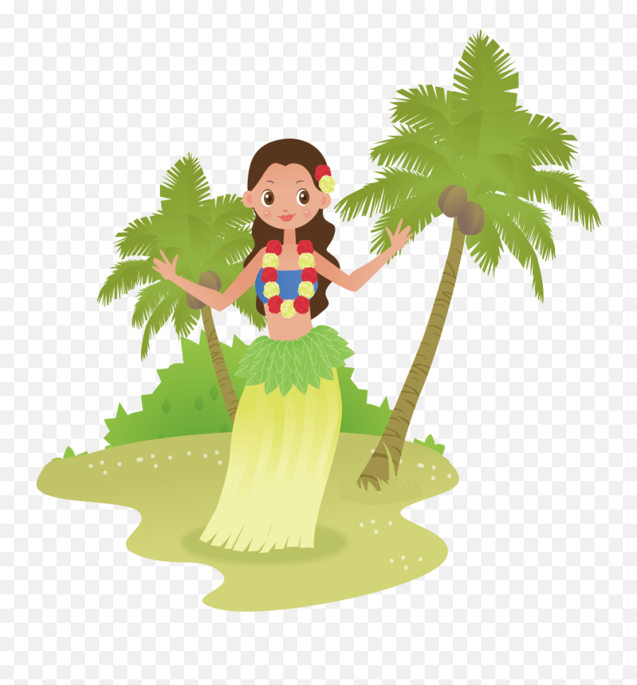 Luau Clipart Dress Hawaiian Luau Dress Hawaiian Transparent - Girl Png Cartoon Hawaii Emoji,Ukulele Clipart