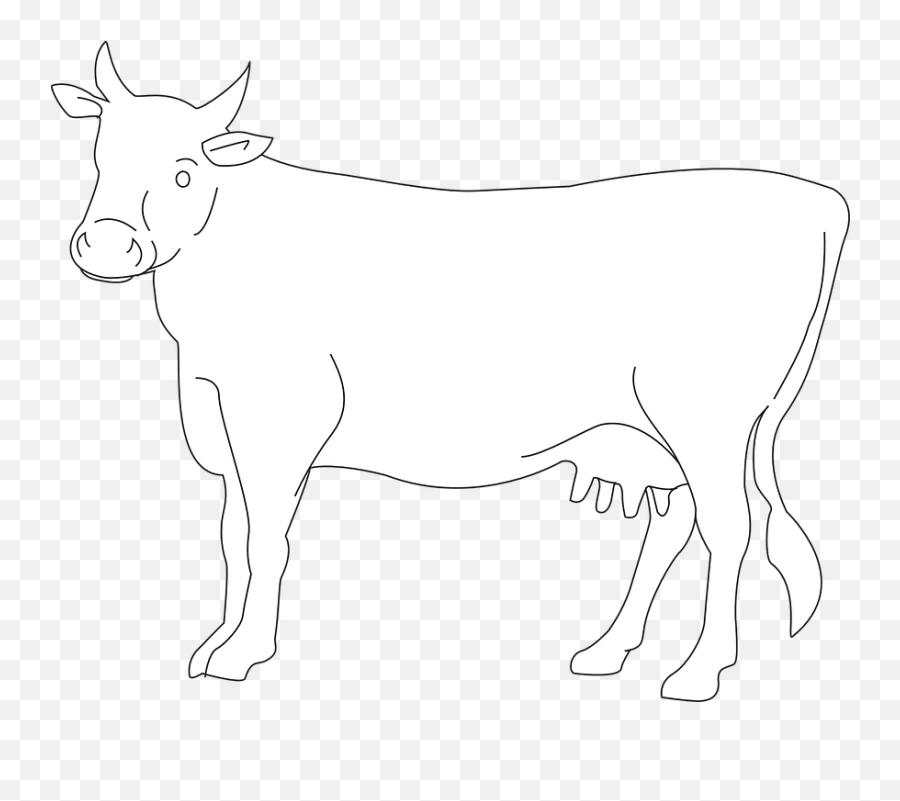Animals Clipart Cow Black White Outline - White Outline Of Cow Emoji,Farm Animals Clipart Black And White