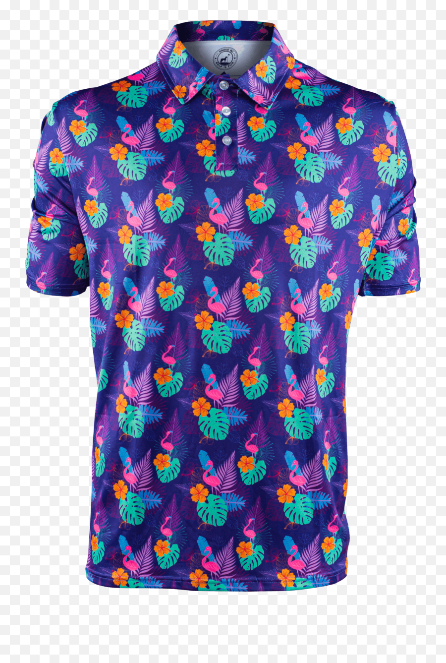 Floral Flamingo - Dark Blue Emoji,Polo Shirts With Big Logo