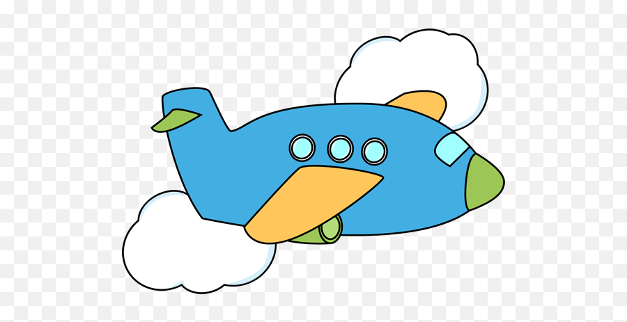 Airplane Flying Through Clouds Clip Art - Cute Airplane Clip Art Emoji,Airplane Clipart