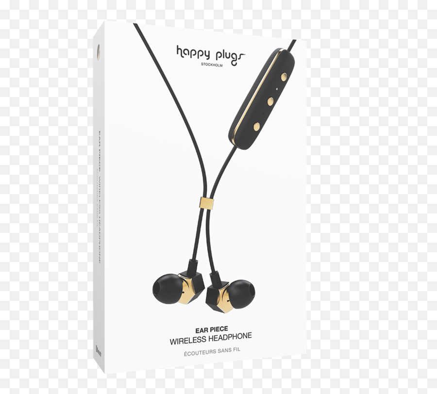 Happy Plugs Ear Piece Wireless Headphones - Black And Gold Emoji,Headphones Silhouette Png