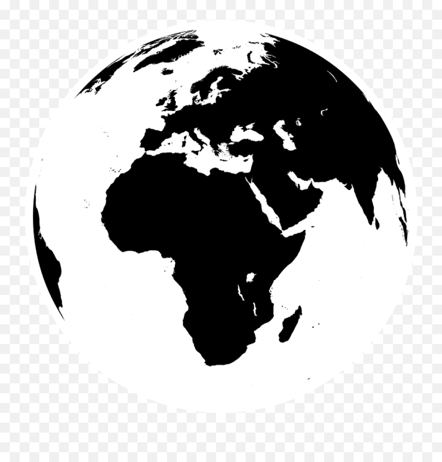 Black And White Earth Png - World Globe Black And White Transparent Earth Black And White Png Emoji,World Png