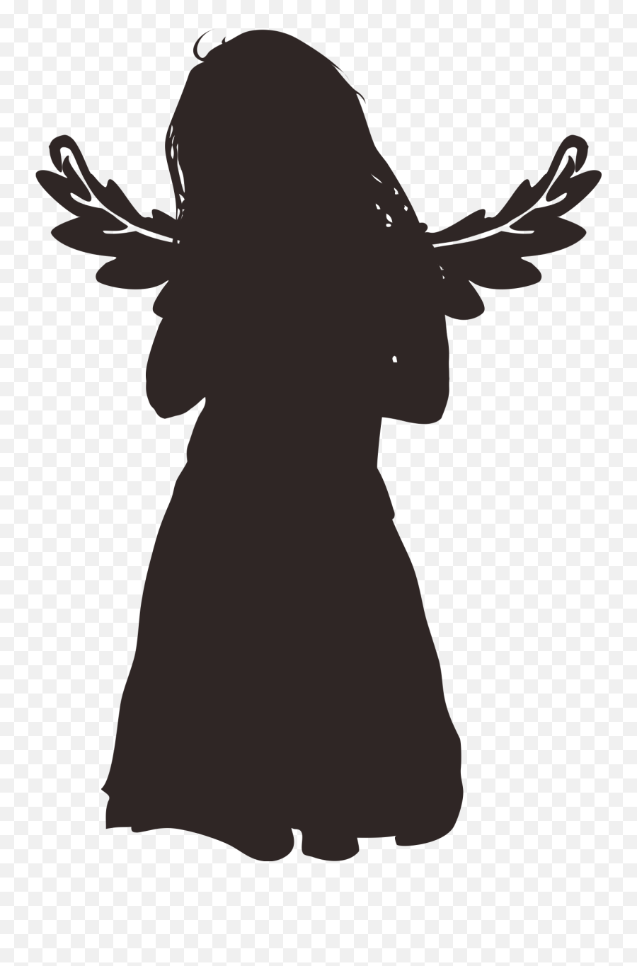 The Girl With The Wings Clipart - Sillioute Of A Little Girl Emoji,Wings Clipart