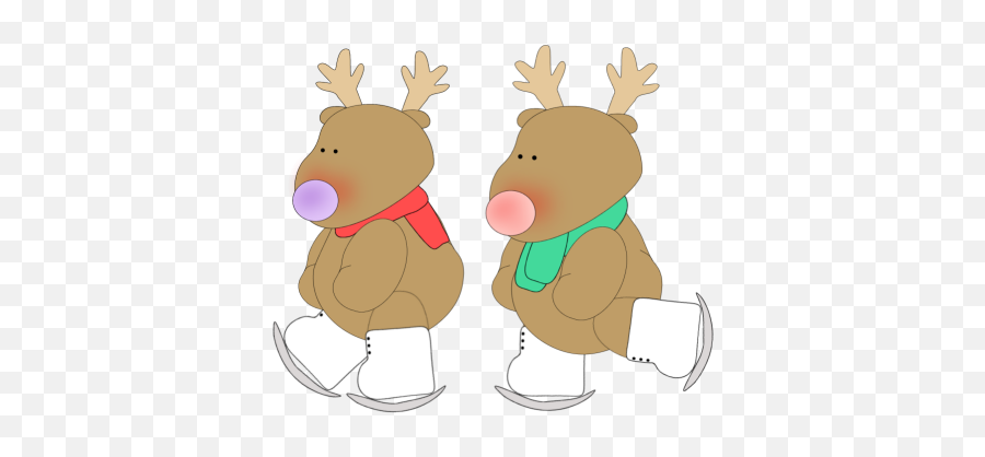 Reindeer Friends Ice Skating Clip Art - Soft Emoji,Christmas Reindeer Clipart