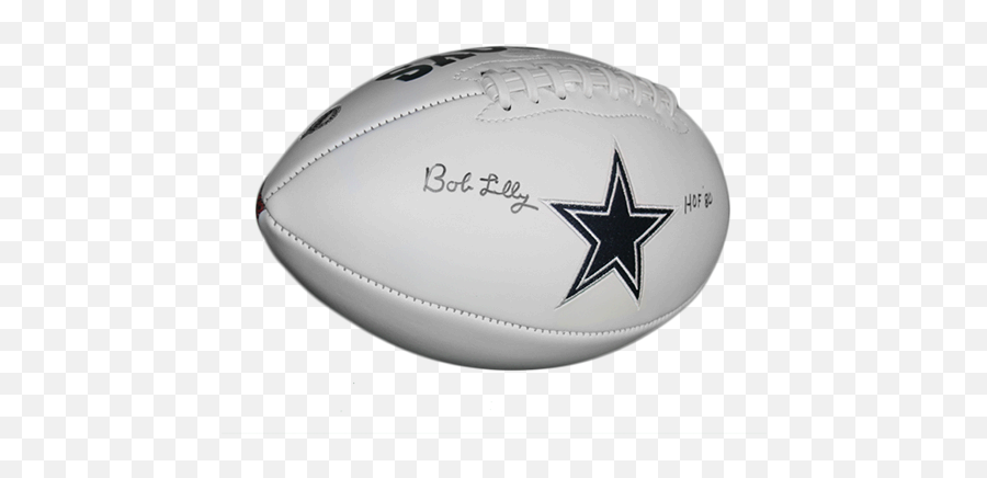 Bob Lilly Dallas Cowboys Autographed Full Size Logo Football Jsa Hof Inscription Included Emoji,Dallas Cowboys Logo Black And White