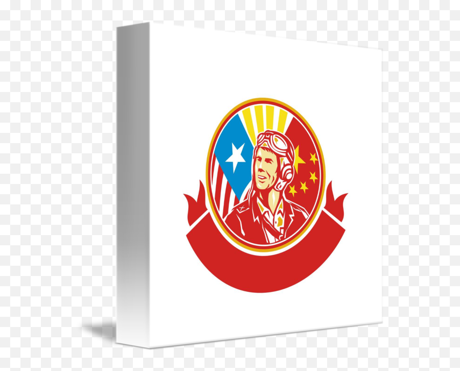 World War 2 Pilot Usa China Flag Circle Retro By Aloysius Emoji,China Flag Png