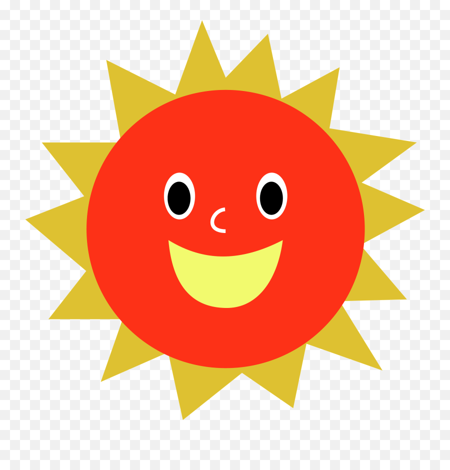 Red Sun With A Smiling Face And Gold Rays Clipart Free - Happy Emoji,Sunny Clipart