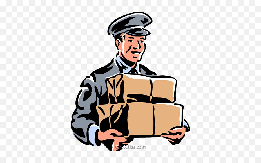 Delivery Man Royalty Free Vector Clip Art Illustration - Delivery Man Free Clipart Emoji,Post Office Clipart